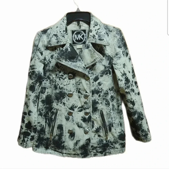 MICHAEL Michael Kors Jackets & Blazers - MICHAEL Michael Kors Bleached Tie-Dye Pattern Double Breasted Pea Coat Jacket